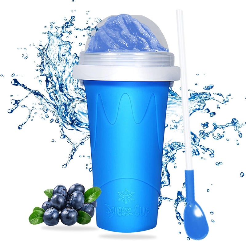 Tikapo Fun Tik Tok Stuff Slushy Maker Cup, Frozen Magic Slushie Squeeze Cup, Diy Kits for Adults Kids (BLUE) - Image 1